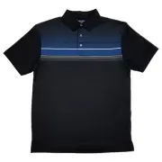 Ben Hogan Mens Caviar Black Stripe Short Sleeve Performance Golf Polo Shirt S