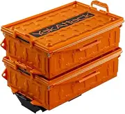 YakAttack TracPak Combo Kit, Set of Two Stacking Fishing Gear Storage Boxes with Track Mount Base, YakAttack Orange (SSO-1002-OR) | Kayak Fishing Accessories
