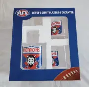 Melbourne Demons AFL Set Of 2x 350ml Spirit Glasses & 1L Decanter Set New In Box