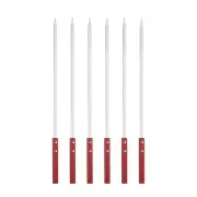 6pcs Kebob Skewers 50cmx10mmx2mm Stainless Steel Flat Sticks with Wood Handle