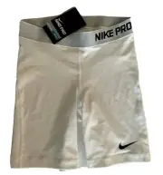 NEW! NIKE PRO [S] Women's 8" COMPRESSION Gym/Running Shorts-White 615728-100