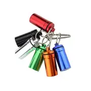 6 Pack Metal Pill Box Case with Keychain for Outdoor Camping Travelling