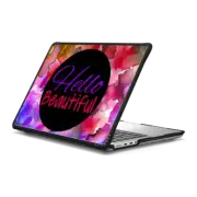 MacBook Pro 14-inch (M1 - M4) Impact Case HELLO BEAUTIFUL - Modern Chic Girly Pretty Ombre Floral Colorful Fine Art Flowers Painting Design Feminine Self-Confidence Inspiration Motivation Typography Quote Bold Design