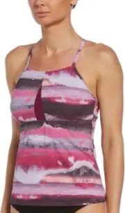 Nike NESSC311 Adventure Strappy Crossback Tankini Swim Top Sangria ( XS )