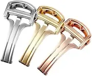 [KTKBXUDMUL] Stainless Steel Folding Buckle for Cartier Blue Ballons Pasha Santos Double Press Folding Watch Buckle 14 16 18(Rosegold,18mm)