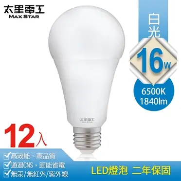 【太星電工】16W超節能LED燈泡/白光(6入) A816W*6