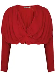 Alice + Olivia Elda Draped Cropped Stretch-jersey top - Red - L (UK14 / L) L (UK14 / L)