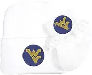 Future Tailgater West Virginia Mountaineers Newborn Baby Knit Cap and Socks with Lace Set White, White