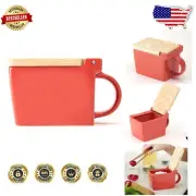 Bee House Ceramic Salt Box with Hinoki Lid - Stylish Storage for Sea Salt