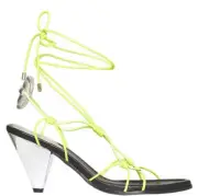 Sass And Bide Strappy Noon Heel Shoes Metallic W/ Acid Yellow Size 39 - 8.5 BNWT