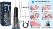 Irrigador bucal inalámbrico con 9 boquillas y 5 modos 300 ml resistente al agua.