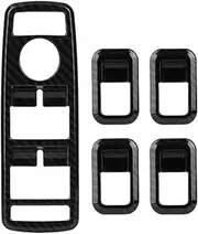 5Pcs Car Auto Carbon Fiber Window Switch Button Trim Cover Frame Compatible with Mercedes Compatible with Benz A B C E CLA GLA GLK ML GLE Class W204 Car Interior Stickers