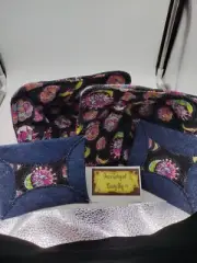 6102 Set of Microwaveable bowl potholders and 2 mug mats purple black celestial