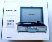 Crosley Cruiser Deluxe Bluetooth Record Player-Tourmaline- CR8805A-TN, See Desc.