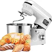 6.2l Table Mixer, 1500w Dc Motor Desk Mixer, with Three Mixing Heads for Different Functions, Ncluding Dough Hook, Mixing Stick and Egg Whisk, Stainless Steel Bowl Comes with A Splash Guard.