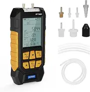 AUTOOL Manometer Gas Pressure Tester,Digital Manometer HVAC,11 Units Differential Dual Port Pressure Gauge -100 to 200Kpa,Data Zeroing with Backlight LCD Display