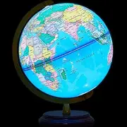 Rewritable Light Up World Globe for Kids Learning - Geographic Earth Globe With Colorful LED, Large Night Light, Base and Stand - Educational Illuminated Lamp, 12.6 Inches