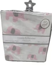 Wendy Bellissimo™ Fitted Crib Sheet Pink & Grey Elephants Super Soft NIP NEW