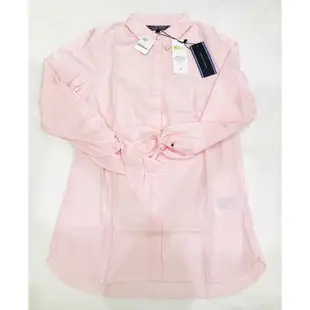 原3980❗️全新專櫃正品 Tommy Hilfiger 女S M 淺藍色淺粉紅色綁帶七分袖襯衫Ralph Lauren