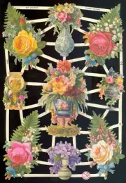 VICTORIAN STYLE DIE CUT PAPER SCRAPS FLORAL ef7266 GERMANY