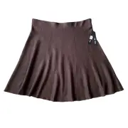 NWT Nic + Zoe Brown Knit Elastic Waist Pull-On A-Line Skirt size L $138 - K0130