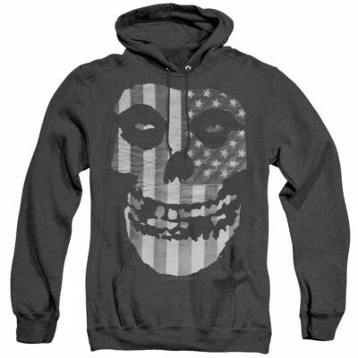 Misfits Fiend Flag Hoodie Sweatshirt Mens Licensed Rock Retro New Black Heather