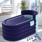LAMPTOP Inflatable Bathtub, 160cm Comfortable Shower Stall Soaking Spa, 4 Layer Hot Tub, Blue, Freestanding, Modern