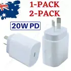 PD 20W USB-C Wall Fast Charger Power Adapter AU Block For iPhone 16 15 14 13 12