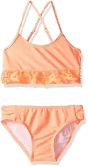 Seafolly 166853 Girls Summer Top and Bikini Bottom Swim Set Rockmelon Size 7