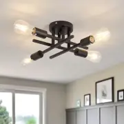 Semi Flush Mount 4 Light Ceiling Light Matte Black with E26 Base Modern Chandeli