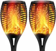 Solar Lights Waterproof Dancing Fire Mashaal Flame Torch Lights 96 LED Pack of 2