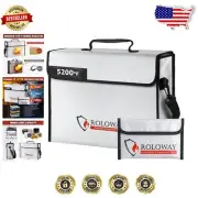Fireproof Document Bag - Up to 5200°F Protection, 15x12x5", Light & Portable