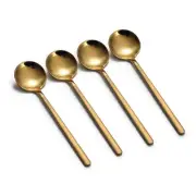 8 PCS Mini Coffee Spoons Teaspoons 5.3-Inch Matte Gold Frosted Handle Stainle...