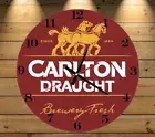 CARLTON DRAUGHT Wall Clock. 28cm Diameter. Bar. CUB. Beer. Mancave