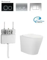 BRAVO-II Rimless in wall cistern toilet suite. black or chrome button
