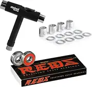Bones Reds Bearings for [Skateboards, Longboards, Scooters, Spinners] (8 Pack (w/Dragon Spacers, Washers & Stoked Tool))
