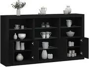 Modern Sideboard, Black Buffet Cabinet with RGB LED Lights, Ample Storage for Living Room, 181.5x37x100 cm Furniture