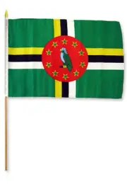 12x18 12"x18" Wholesale Lot of 3 Dominica Stick Flag wood staff