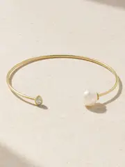 [Mizuki] Mizuki - 14-karat Gold, Pearl And Diamond Cuff - One size One size Gold