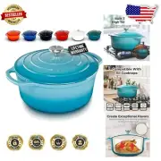 Heavy-Duty Enameled Cast Iron Cookware – 6.4 Qt Round Dutch Oven for Home Chefs