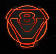 Red 24V Mirror LED Plate Light for Trucks Big Interior V8 Sign 49 cm diameter
