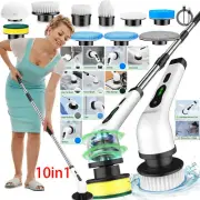 Cordless Spin Scrubber Electric Turbo Scrub Cleaning Brush 9 Heads Rechargeable