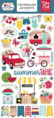 Echo Park Paper A SLICE OF SUMMER 6x13 Sheet of Chipboard Accents