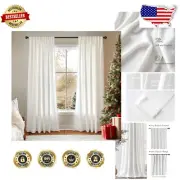 Super Soft Velvet White Curtain Panels - Light Filtering & Thermal Insulation