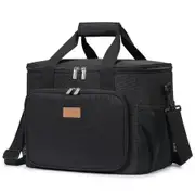 15L Large Crossbody Lunch Bag Insulated Lunch Box Cooler Cooling Tote With Insulated Layer for Picnic,Work,School,Travel Color Black