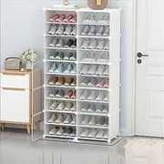 AUKO Portable Shoe Storage Plastic Cube Storage Tower Shelves for Storage Shoe Cabinet Shoe Rack (White 2 Column 10 Row)