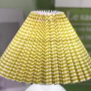 US (Yellow Grid)E27 Lampshade Anti Dazzling Table Lamp Shade Fabric Bedroom Lamp