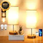 Set of 2 Bedside Lamps USB A+C Dimmable Table Lamps w/ LED Bulbs Fabric Shade