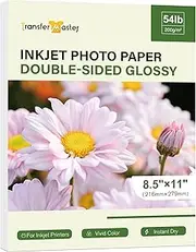 Transfer Master Double Sided Glossy Photo Paper 8.5x11 Inch 54lb Paper for Inkjet Printers Dye Ink for Cake Toppers 200gsm 30 Sheets