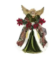 Santa's Workshop 16" POINSETTA Tree Topper Angel, Green